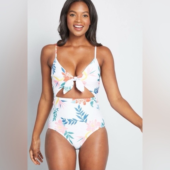 ModCloth Siena Floral One Piece Cutout Swimsuit XL - Picture 13 of 15